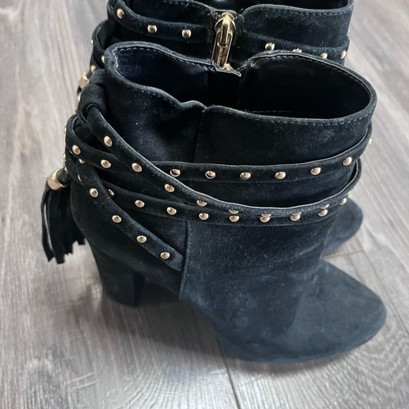 Jessica Simpson black studded tassel heeled ankle boots booties has some wear 9 - Picture 9 of 11